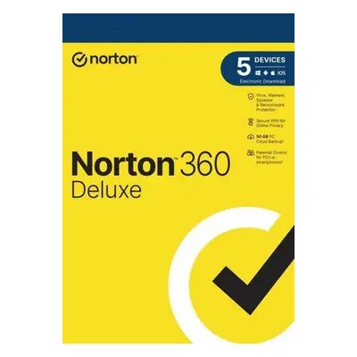 NORTON 360 DELUXE 50GB +VPN 1 uživatel pro 5 zařízení na 2 roky, 21435535