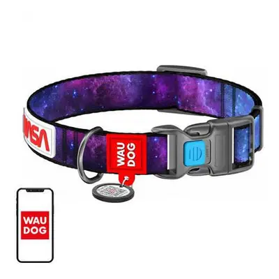 Waudog "NASA21" nylon dog collar with QR code, size M, width 20 mm