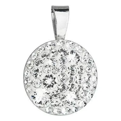 Evolution Group Stříbrný přívěsek s krystaly Swarovski bílý kulatý 34225.1