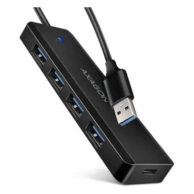 AXAGON HUE-C1A, 4x USB 5Gbps TRAVEL hub, USB-C napájecí konektor, kabel USB-A 19cm, HUE-C1A