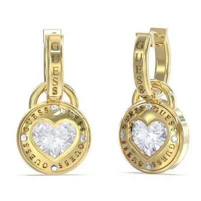 Guess Slušivé pozlacené visací náušnice 2v1 Rolling Hearts JUBE03351JWYGT/U