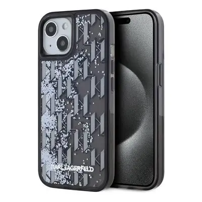 Karl Lagerfeld Liquid Glitter Monogram Gradient Zadní Kryt pro iPhone 14 Black