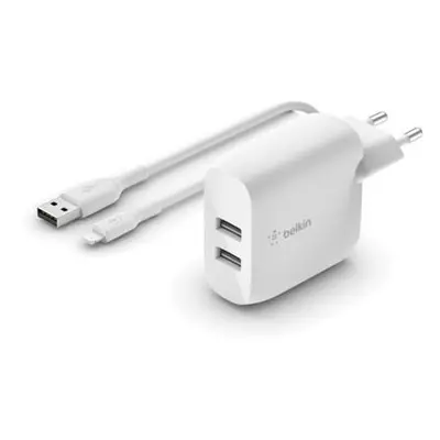 BELKIN Dual USB-A nabíječka, 24W + Lightning kabel