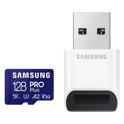 Paměťová karta Samsung PRO Plus microSDXC 128 GB U3 A2 V30 se čtečkou (MB-MD128SB/WW)