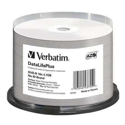 Verbatim DVD-R 4,7GB 16x, AZO, printable, spindle, 50ks (43755), 43755