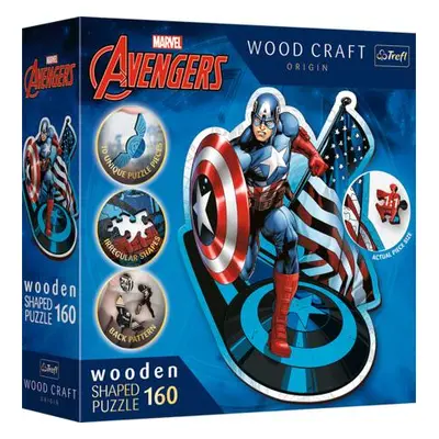 TREFL Wood Craft Origin puzzle Neohrožený Kapitán Amerika 160 dílků