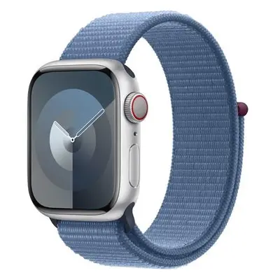 Apple Watch Series 9 Cellular 41mm Stříbrný hliník s ledově modrým provlékacím řemínkem