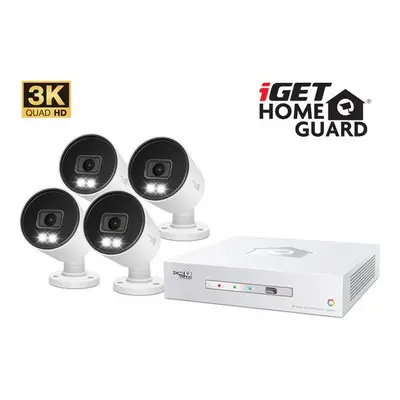 iGET HOMEGUARD HGDVK83304 - CCTV kamerový systém 3K DVR 8CH + 4x kamera s LED a zvukem