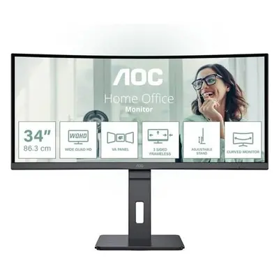 AOC LCD CU34P3CV 34" zakřivený VA/3440x1440@100Hz/1ms/300cd/3000:1/HDMI/DP/4xUSB/USB-C/RJ45/Repr