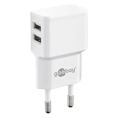 Goobay Napájecí a nabíjecí adaptér 230V na 2x USB, max.2,4A, bílý