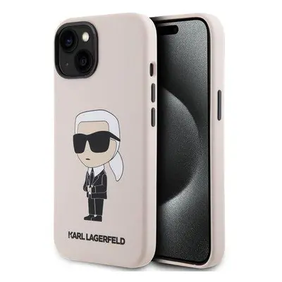 Karl Lagerfeld Liquid Silicone Ikonik NFT Kryt iPhone 15 růžový