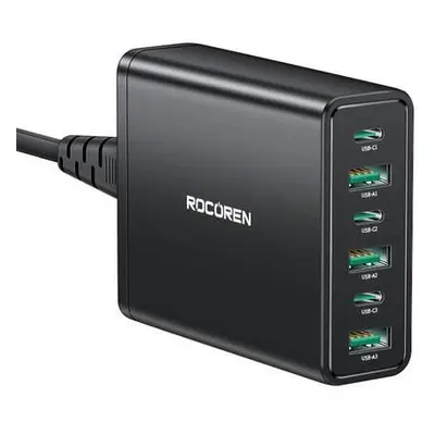 Rocoren power charger 3x USB-C, 3x USB-A, 60W (black)