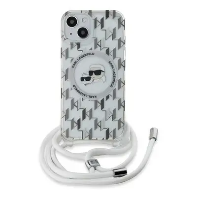 Karl Lagerfeld IML Monogram Crossbody K&CH Heads MagSafe Zadní Kryt pro iPhone 14 Transparent