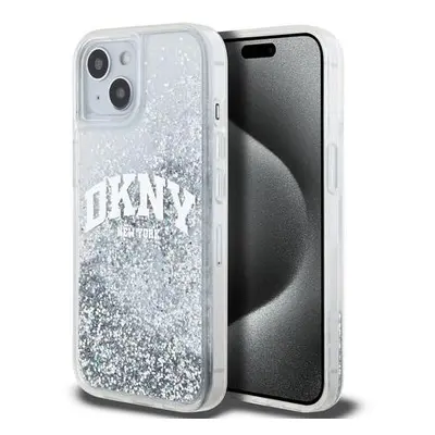 DKNY Liquid Glitter Arch Logo Zadní Kryt pro iPhone 15 Transparent