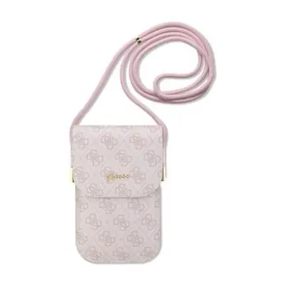 Guess PU 4G Metal Logo Script Phone Bag Pink