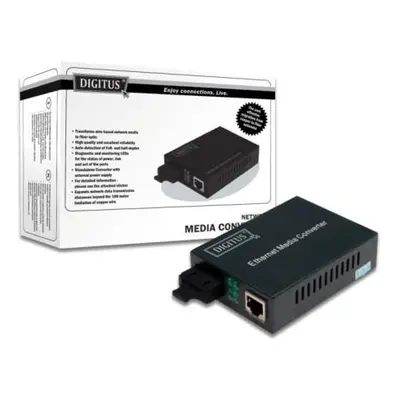 DIGITUS Media Converter, Singlemode 10/100Base-TX to 100Base-FX, Incl. PSU SC connector, Up to 2