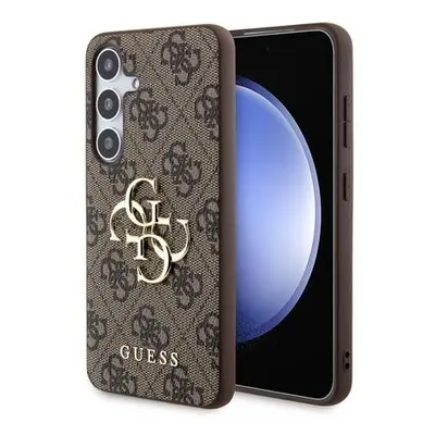 Guess PU 4G Metal Logo Zadní kryt Samsung Galaxy S24+ hnědý