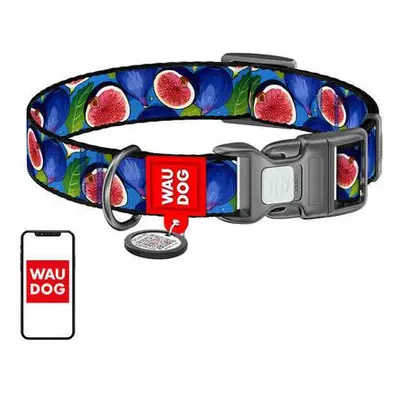 Waudog "Fig" nylon dog collar with QR code, size XL