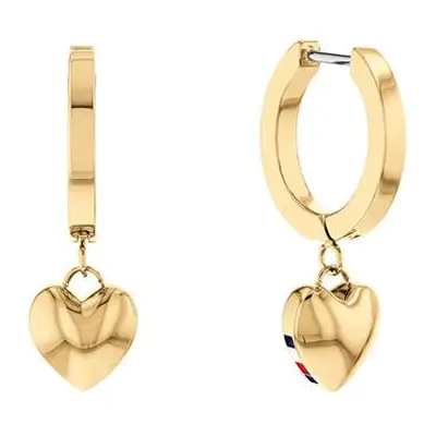 Tommy Hilfiger Moderní pozlacené náušnice kruhy s přívěsky Hanging Heart 2780665