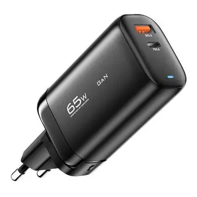 Wall charger, Essager, ECTAC-MYB01-Z, GaN, USB-C, USB-A, 65W (black)