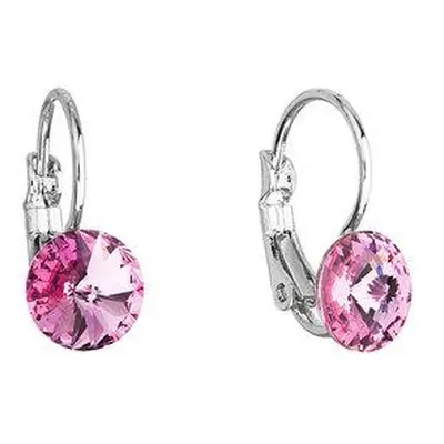 Evolution Group Náušnice bižuterie se Swarovski krystaly růžové kulaté 51031.3 rose