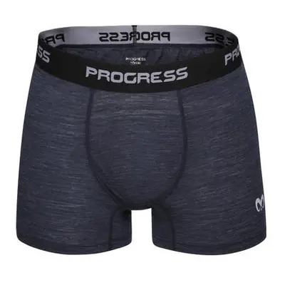 PROGRESS WARRIOR pánské boxerky s merinem L tm.modrý melír, Tmavě, modrá