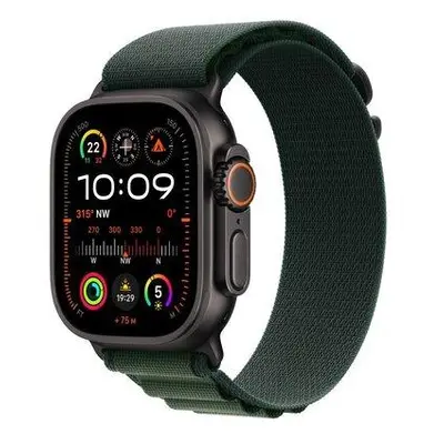 Apple Watch Ultra 2 GPS + Cellular 49mm Black Titanium Case with Dark Green Alpine Loop - Small 