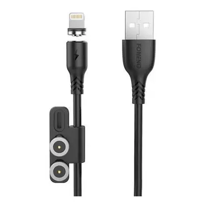 Foneng X62 Magnetický kabel 3v1 z USB na USB-C / Lightning / Micro USB, 2,4 A, 1 m (černý)