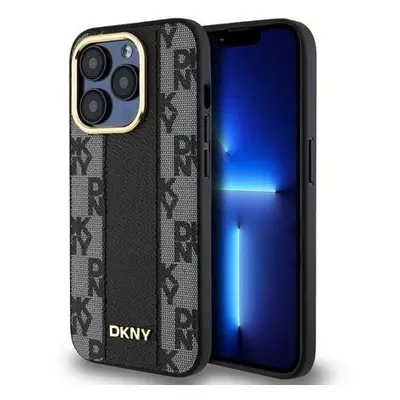 DKNY PU Leather Checkered Pattern Magsafe Zadní Kryt pro iPhone 15 Pro Max Black