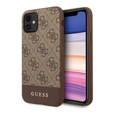 GUHCN61G4GLBR Guess 4G Stripe Zadní Kryt pro iPhone 11 Brown