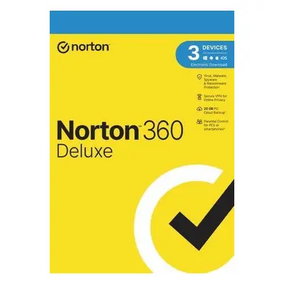 NORTON 360 DELUXE 25GB +VPN 1 uživatel pro 3 zařízení na 2 roky, 21435446