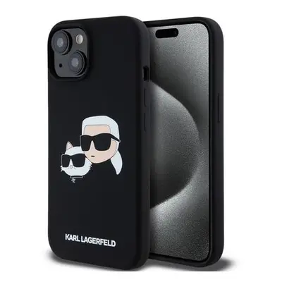 Karl Lagerfeld Liquid Silicone Double Heads Magsafe Zadní Kryt pro iPhone 15 Pro Max Black