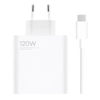 Xiaomi MDY-13-EE USB-A 120W Cestovní Nabíječka + USB-C 6A Datový Kabel White (Bulk) (Poškrábané)