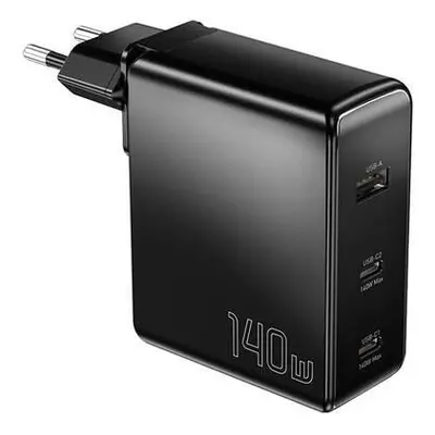 Wall charger, Essager, ECT2CA-MQB01-Z, 2xUSB-C, USB-A, 140W (black)