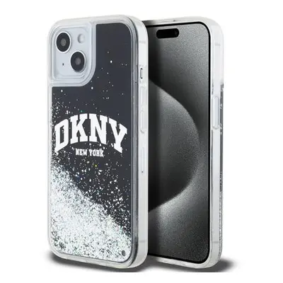 DKNY Liquid Glitter Arch Logo Zadní Kryt pro iPhone 15 Black