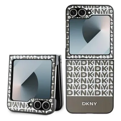 DKNY PU Leather Repeat Pattern Bottom Stripe kryt Samsung Galaxy Z Flip 6 hnědý