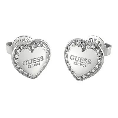 Guess Blyštivé srdíčkové náušnice Fine Heart JUBE01427JWRHT/U