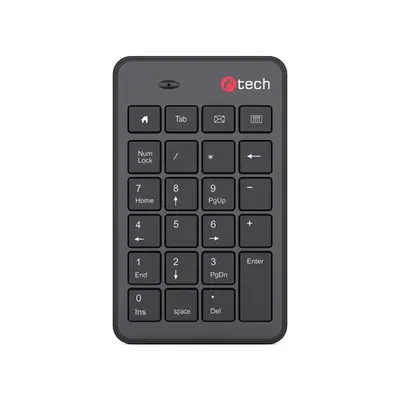 Klávesnice C-TECH KBN-02W, bezdrátová, numerická, 23 kláves, USB slim black, KBN-02WS