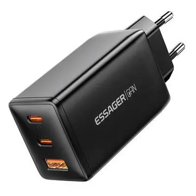 Wall charger, Essager, ECTAC-DYB01-Z, GaN, 2xUSB-C, USB-A, 67W (black)