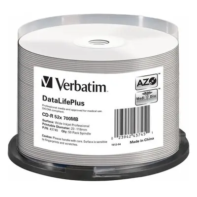 VERBATIM CD-R 700MB DLP/ 52x/ 80min/ WIDE Profesional Printable/ 50pack/ spindle, 43745