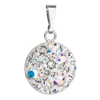 Evolution Group Stříbrný přívěsek s krystaly Swarovski ab efekt kulatý 34225.2