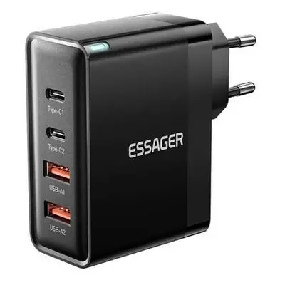 Wall charger, Essager, ECT2CA-QYB01-Z, 2xUSB-C, 2xUSB-A, 100W (black)