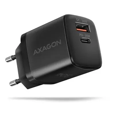 AXAGON ACU-PQ30 Sil nabíječka do sítě 30W, 2x port (USB-A + USB-C), PD3.0/PPS/QC4+/AFC/Apple, če