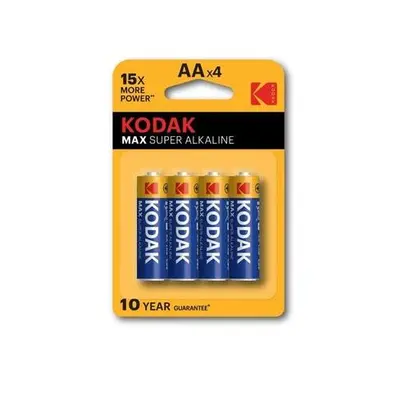 Baterie Kodak AA MAX alkalická 4 ks, blistr