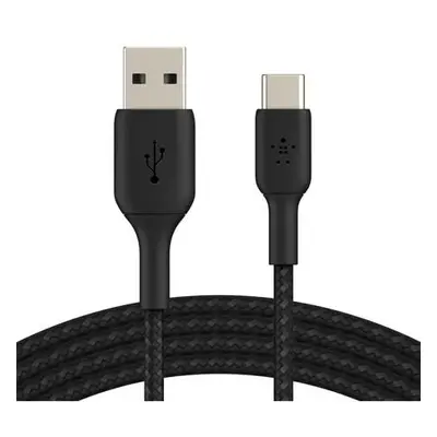 BELKIN kabel oplétaný USB-C - USB-A, 2m, černý