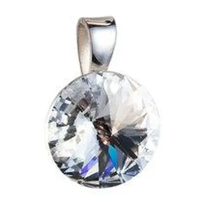 Evolution Group Stříbrný přívěsek s krystaly Swarovski bílý kulatý-rivoli 34112.1, crystal