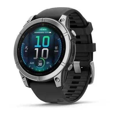 Garmin fenix E – 47 mm, AMOLED, nerezová ocel, černý silikonový řemínek