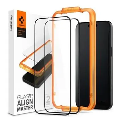 Spigen Glass tR AlignMaster 2 Pack tvrzené sklo iPhone 15 Pro Max černé