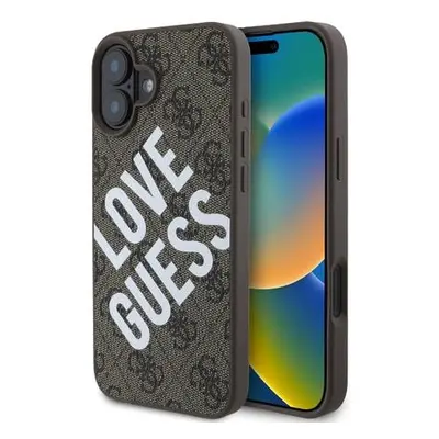 Guess PU Leather 4G Big Love Logo MagSafe Zadní Kryt pro iPhone 16 Brown