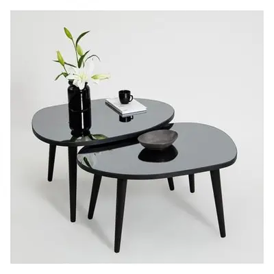 Hanah Home Nesting Table (2 Pieces) Gusto Set- Black, Fume